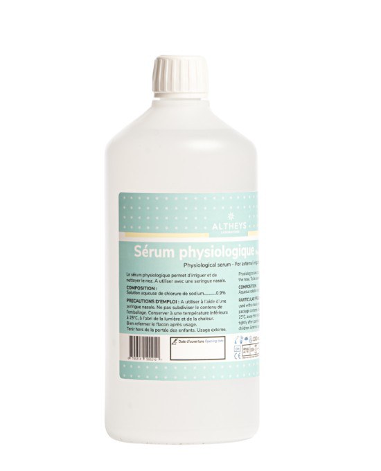 Sérum Physiologique NaCl 0,9% pour irrigation externe - 1litre + seringue graduée 10ml