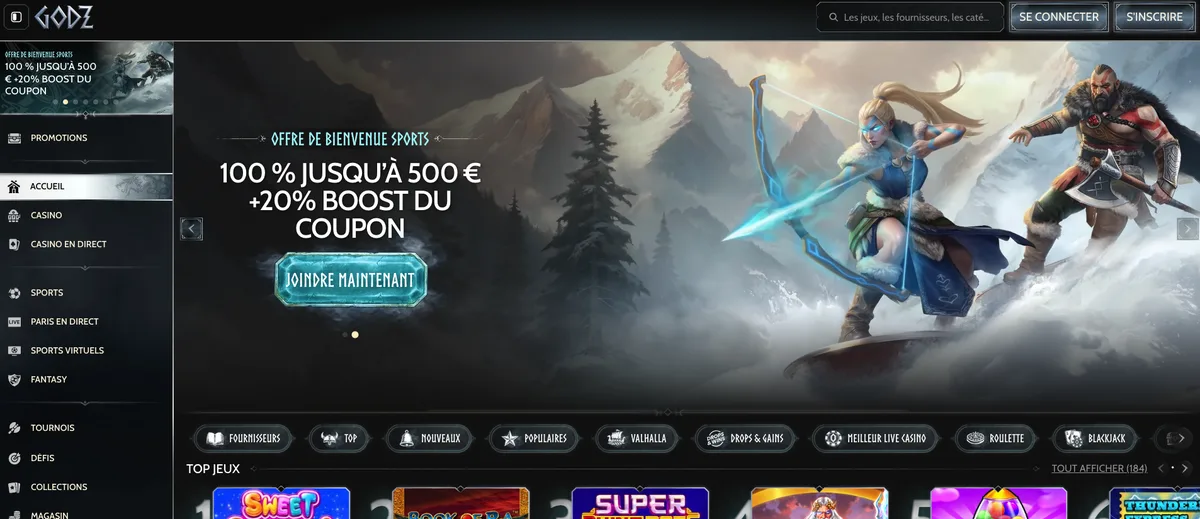 Godz casino screenshot