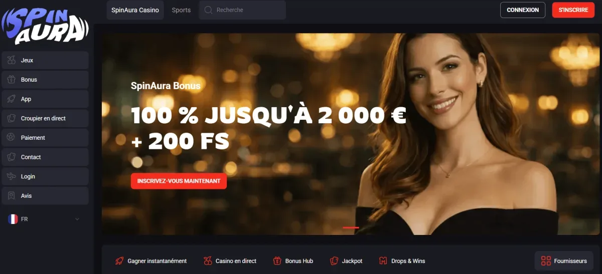SpinAura casino screenshot